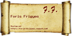 Foris Frigyes névjegykártya